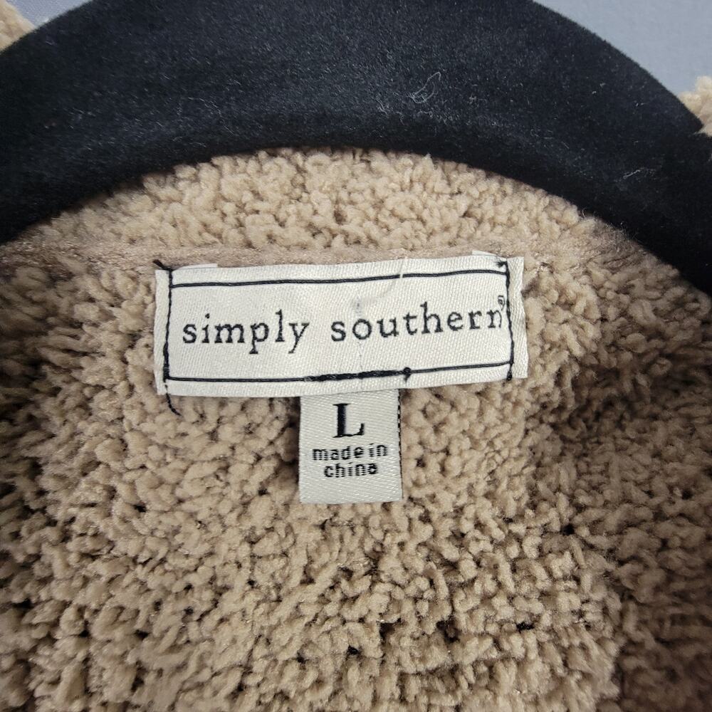 Simply Southern Cozy Bouclé Sherpa Cardigan Hooded Open Front Plush Knit - Picture 4 of 10